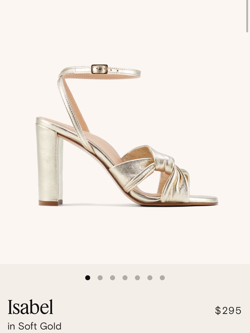 INEZ Isabel Soft Gold Knotted Ankle-Strap Heels